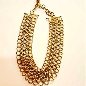 VINTAGE GOLD CHAIN INTERLOCKING SHORT NECKLACE‎ BALL CLOSURE